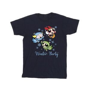 The Powerpuff Girls Mens Girls Winter Party T-Shirt / Navy Blue